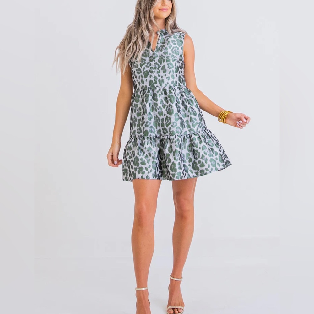 Karlie Blue and White Pleated Ruffled Sundress